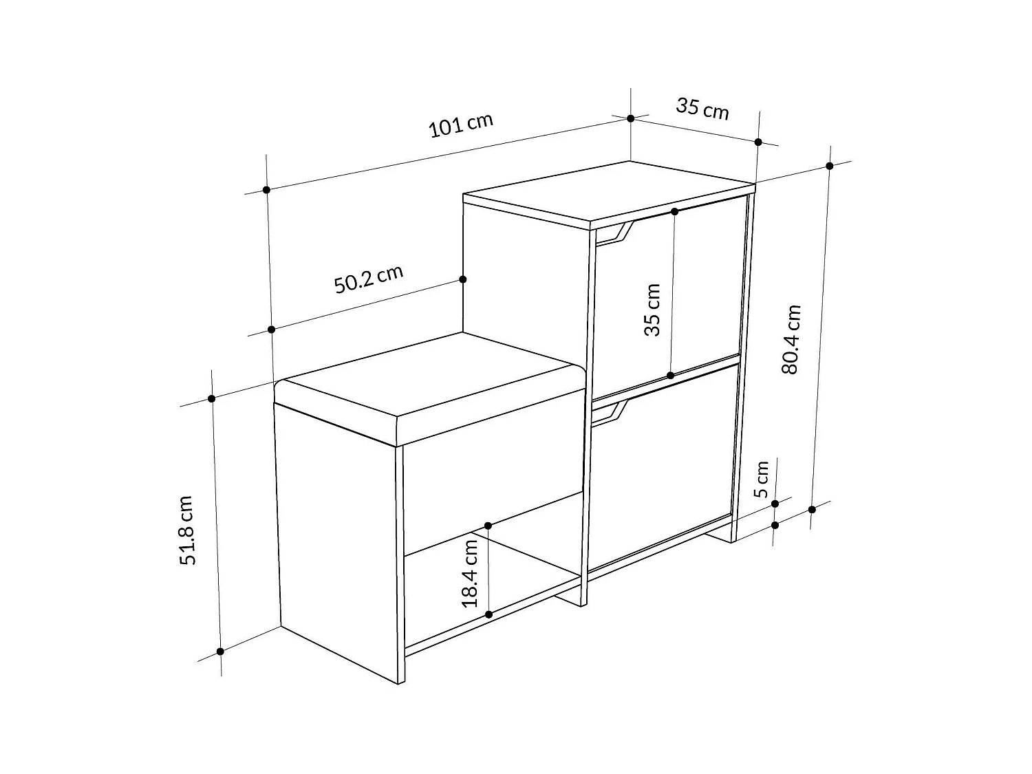 Meuble à chaussures Tokage, 12 paires, 35.5x101.5x80.5h cm Chêne brun, Rangement chaussures
