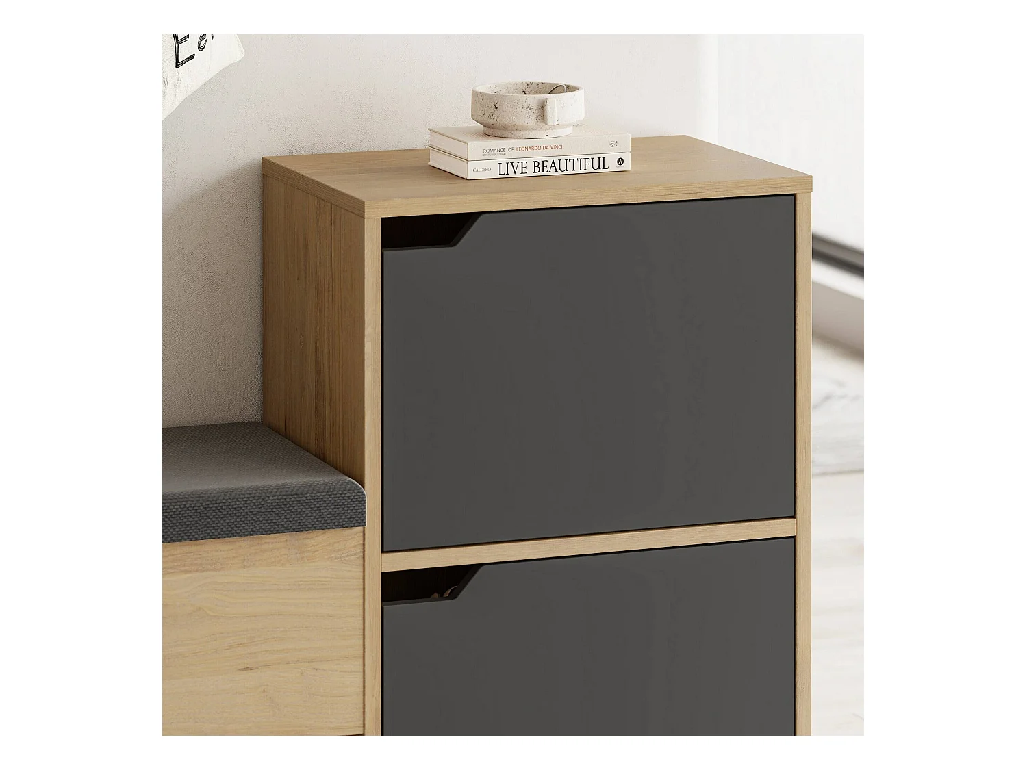 Meuble à chaussures Tokage, 12 paires, 35.5x101.5x80.5h cm Chêne brun, Rangement chaussures