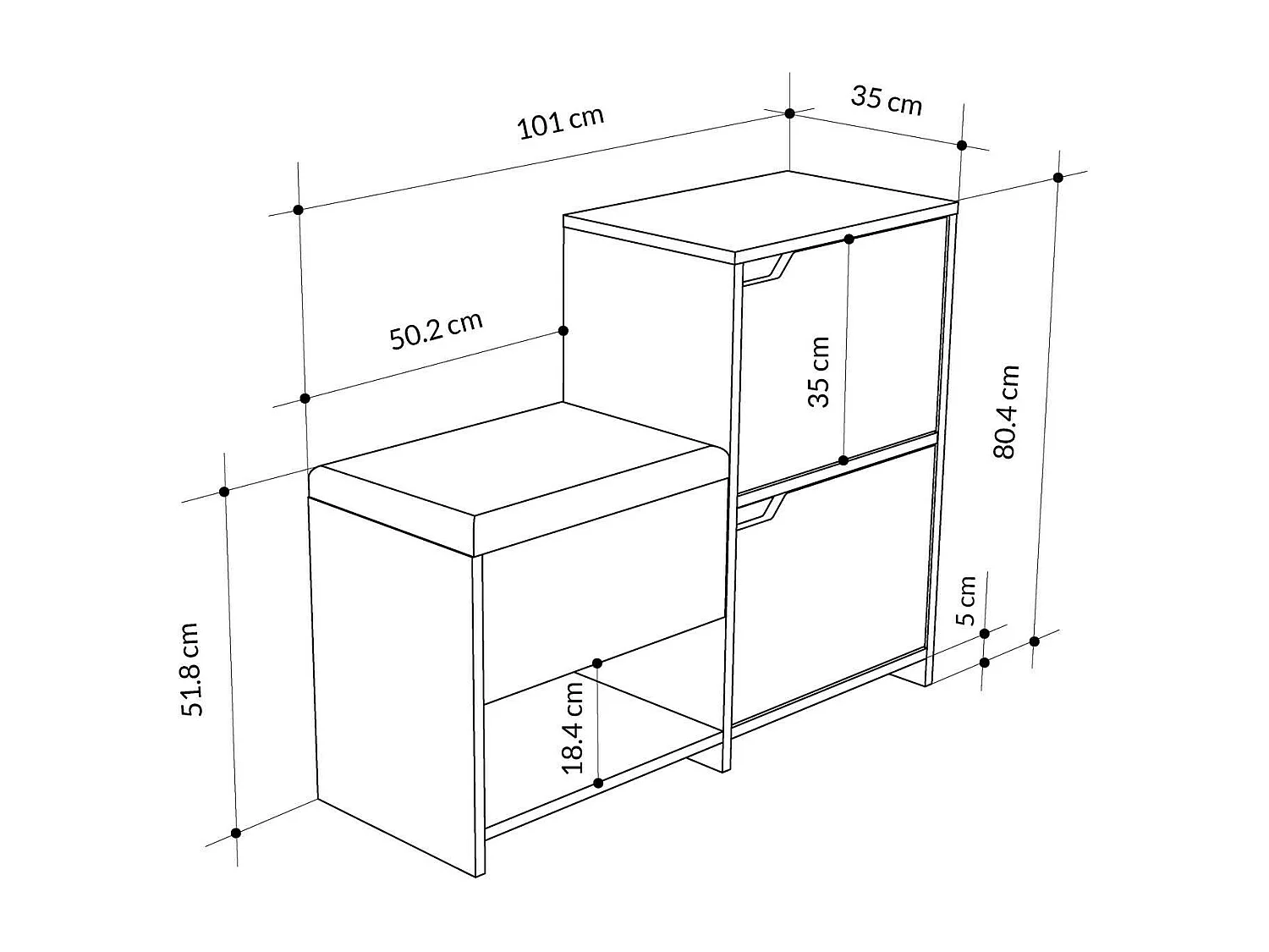 Tokage Schuhschrank, 12 Paare, 35,5x101,5x80,5h cm Eiche Braun, Schuhmöbel