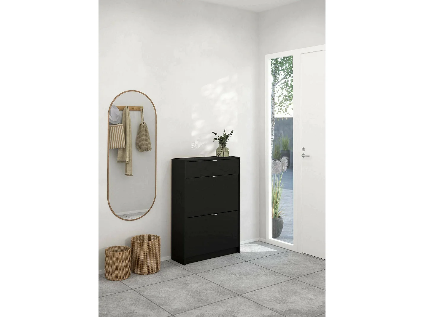 Scarpiera Theophile, un Cassetto, 24.05x70.3x101.25h cm Nero, Mobile Portascarpe