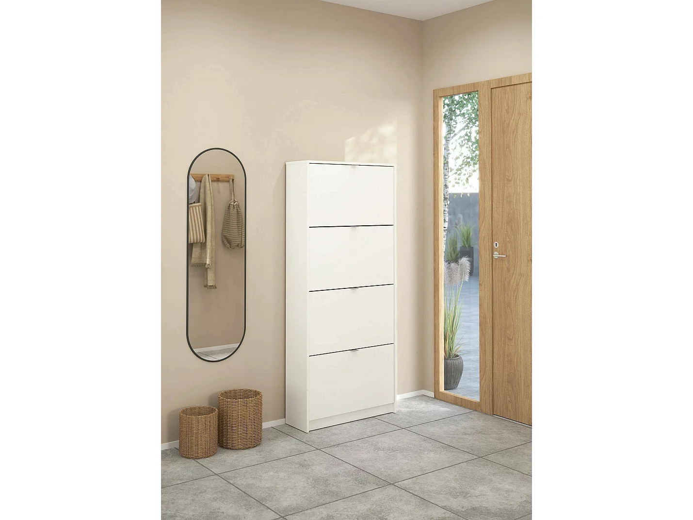 Étagère à Chauure Épidote, 24 Paire, 24.05x70.3x162h cm Blanc, Meuble à Chauure