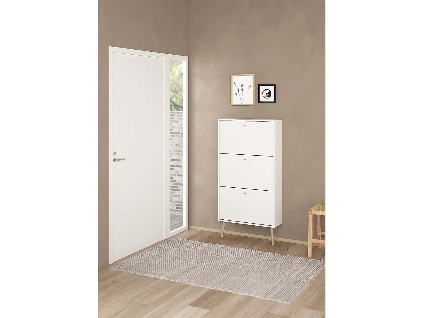 Meuble à chaussures Fung, 18 paires, 24.05x70.3x139.3h cm Blanc, Rangement à chaussures