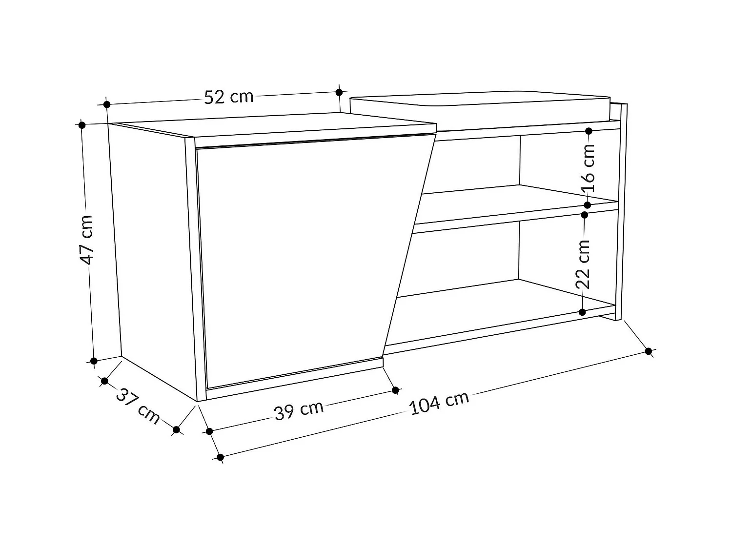 Étagère à chaussures Neneng, 2 niveaux, 37,5x104,6x47,2 cm Noir Anthracite, Meuble à chaussures