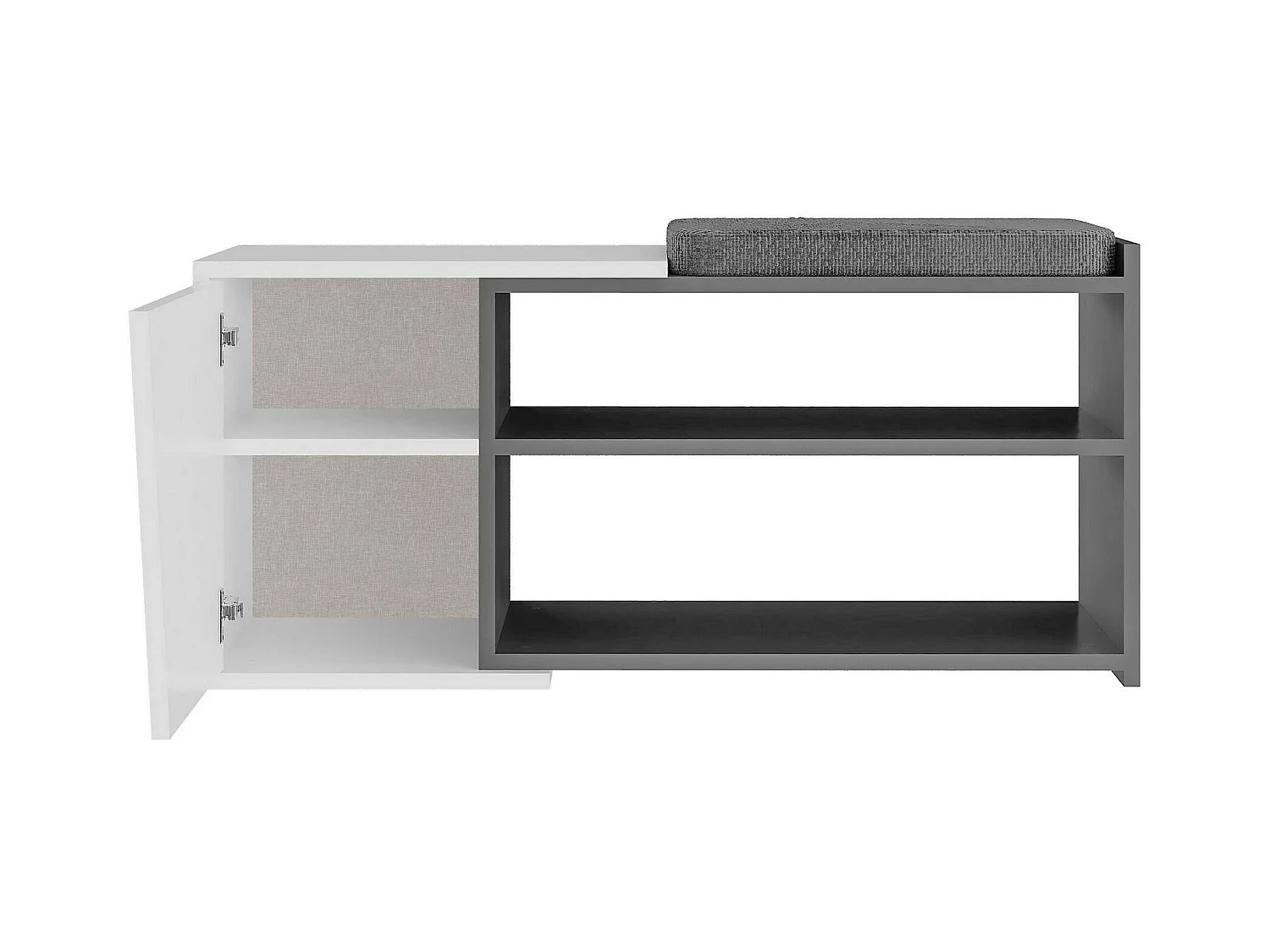 Étagère à chaussures Neneng, 2 niveaux, 37,5x104,6x47,2 cm Noir Anthracite, Meuble à chaussures