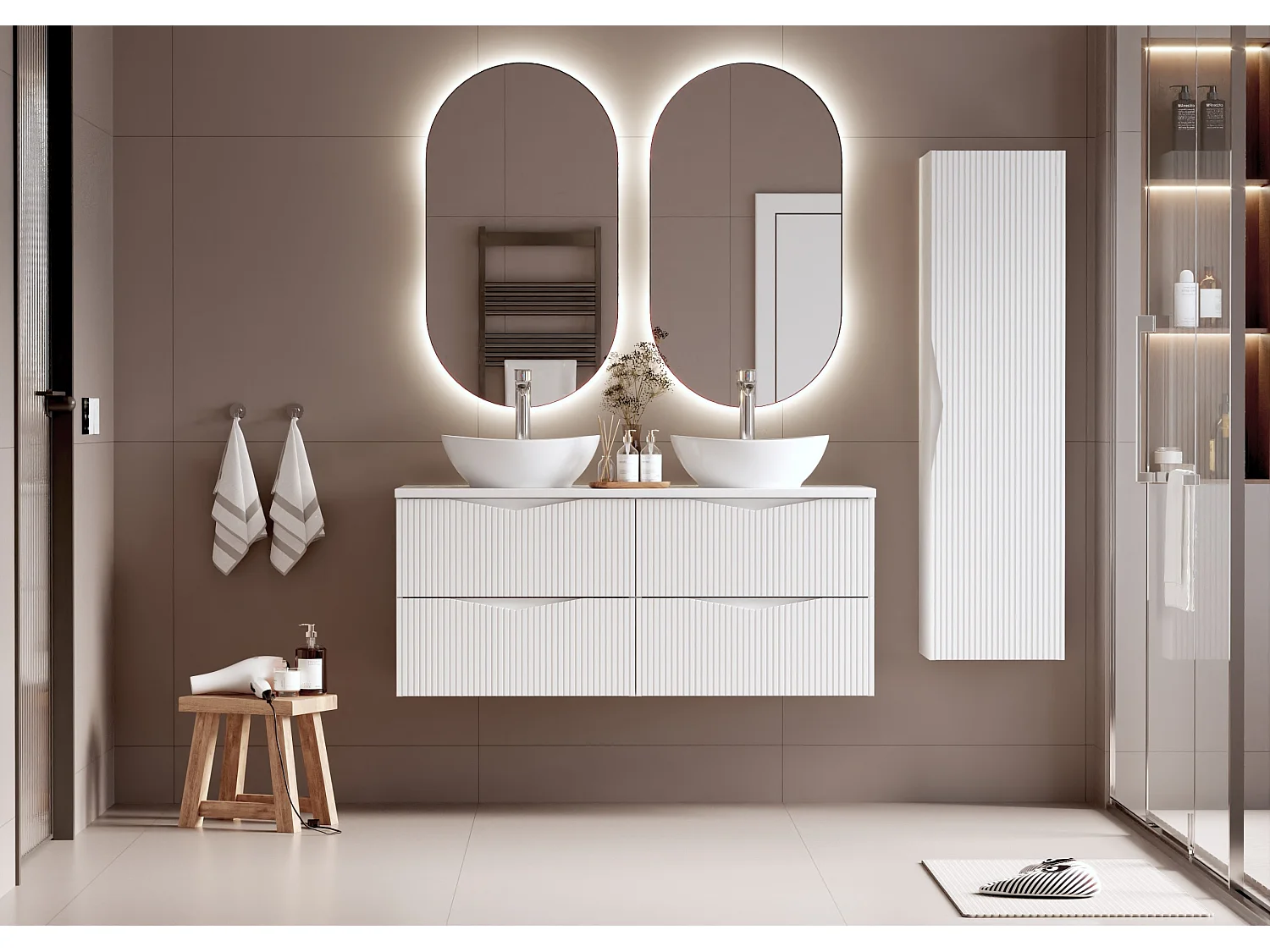 Meuble double vasque 120cm Tao Blanc