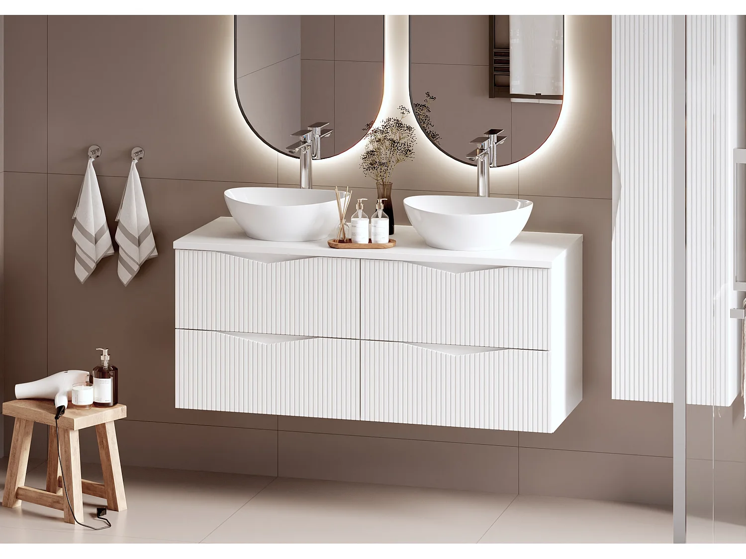 Meuble double vasque 120cm Tao Blanc