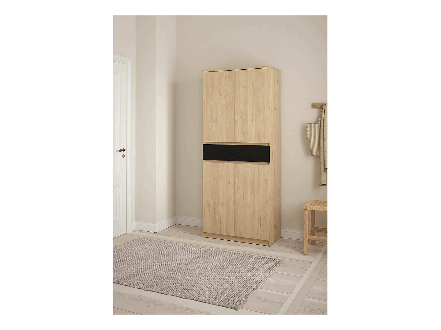 Armoire à chaussures Jangmi, un tiroir, 40x80,4x191,7h cm Chêne brun, meuble à chaussures