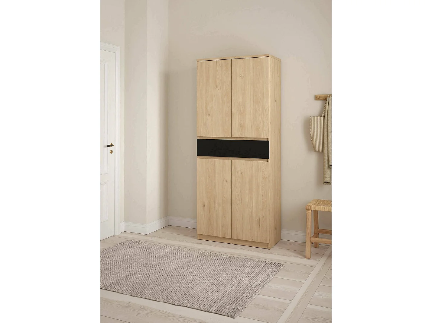 Armoire à chaussures Jangmi, un tiroir, 40x80,4x191,7h cm Chêne brun, meuble à chaussures