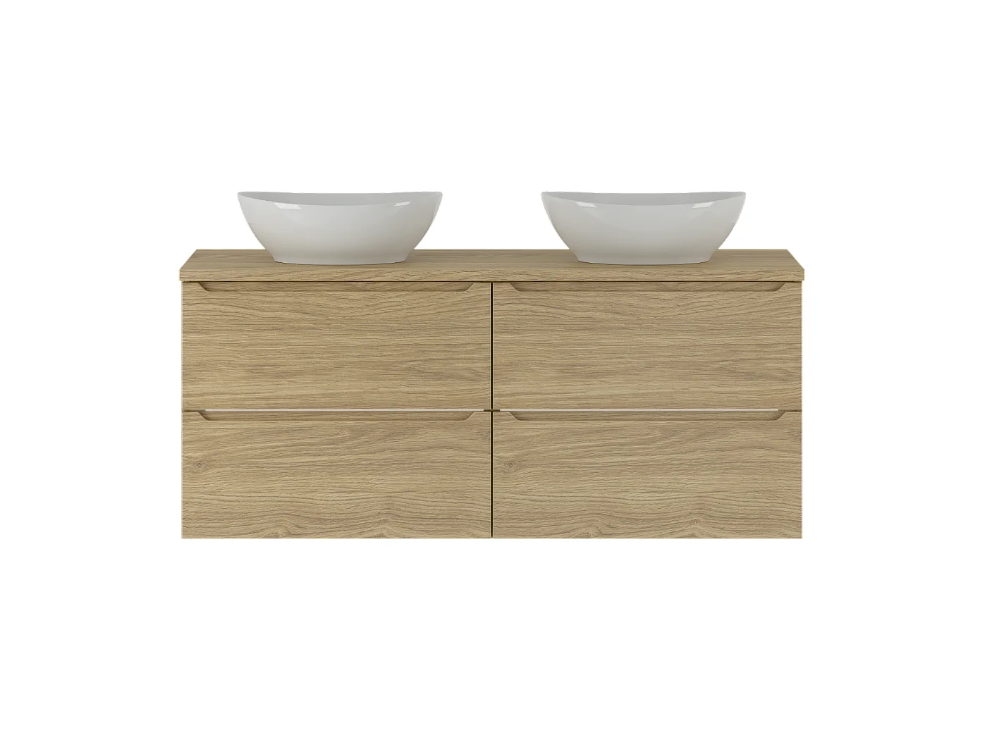 Ensemble pour salle de bain 120 cm Armoire Plan de travail Lavabo Chêne huilé Etna