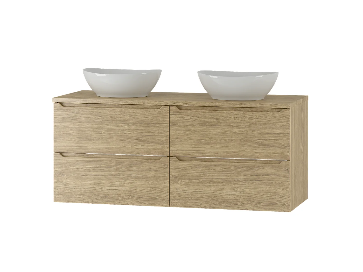 Ensemble pour salle de bain 120 cm Armoire Plan de travail Lavabo Chêne huilé Etna