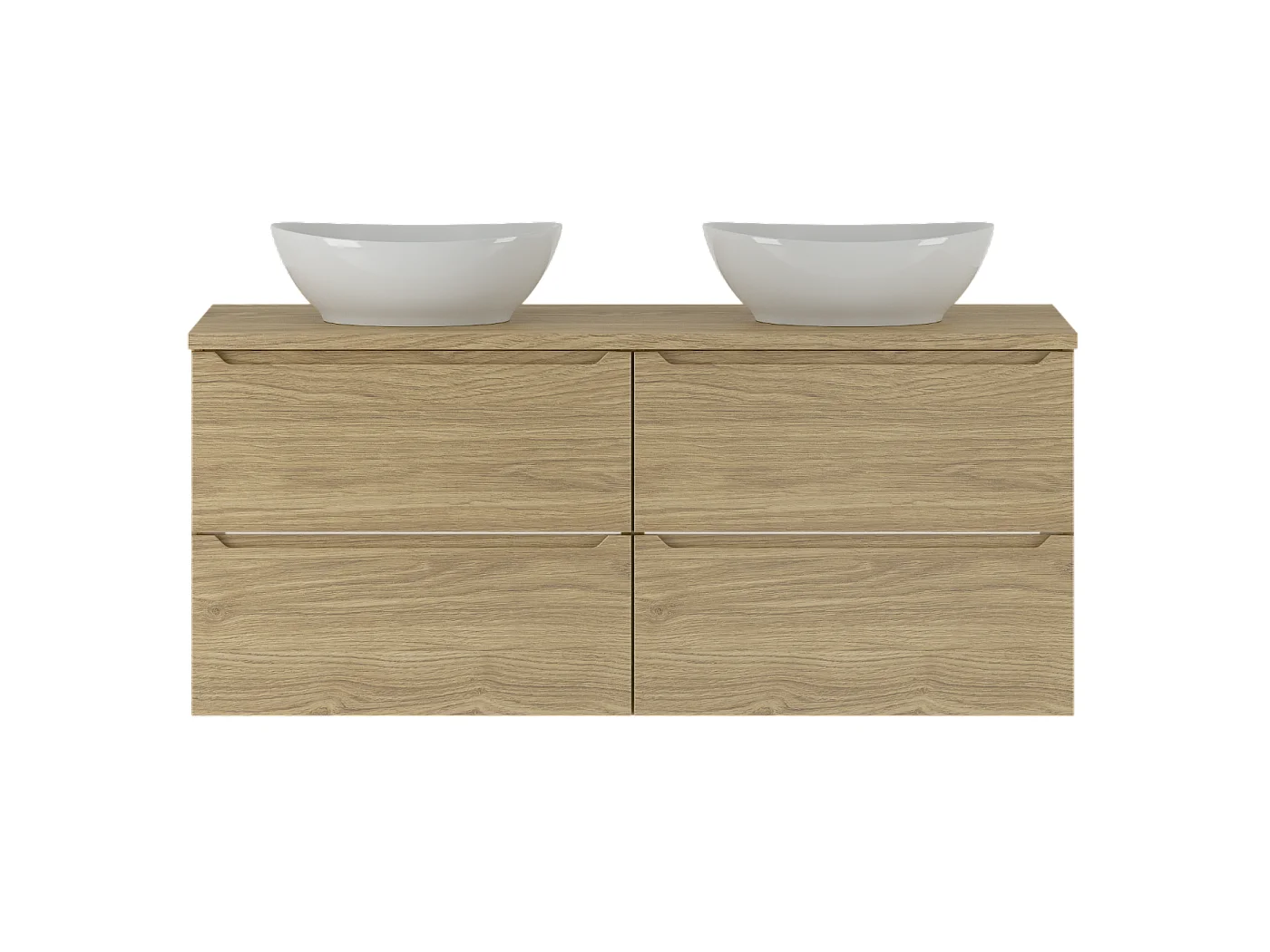 Ensemble pour salle de bain 120 cm Armoire Plan de travail Lavabo Chêne huilé Etna