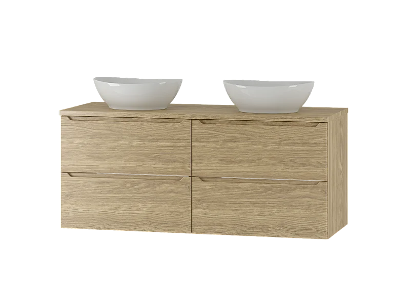 Badezimmer-Set 120 cm Schrank mit Arbeitsplatte und Waschbecken Eiche geölt Etna