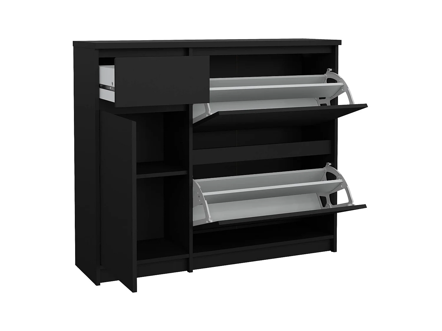 Meuble à chaussures Todd, un tiroir, 31,5x108,9x92,9h cm, noir, armoire à chaussures