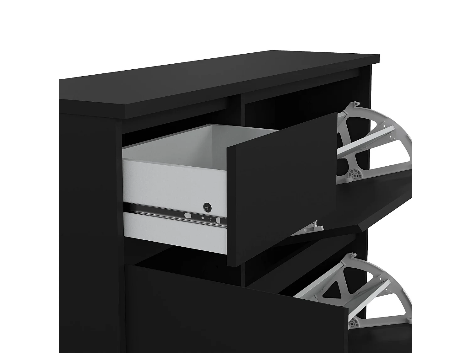 Meuble à chaussures Todd, un tiroir, 31,5x108,9x92,9h cm, noir, armoire à chaussures