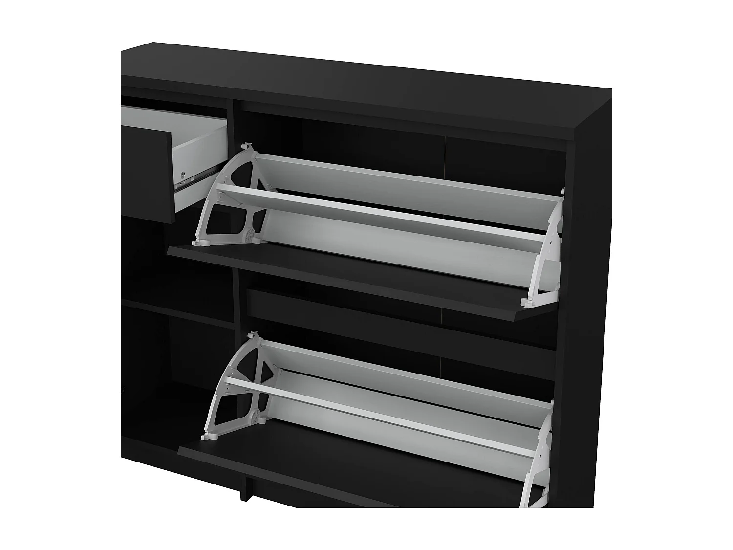 Meuble à chaussures Todd, un tiroir, 31,5x108,9x92,9h cm, noir, armoire à chaussures