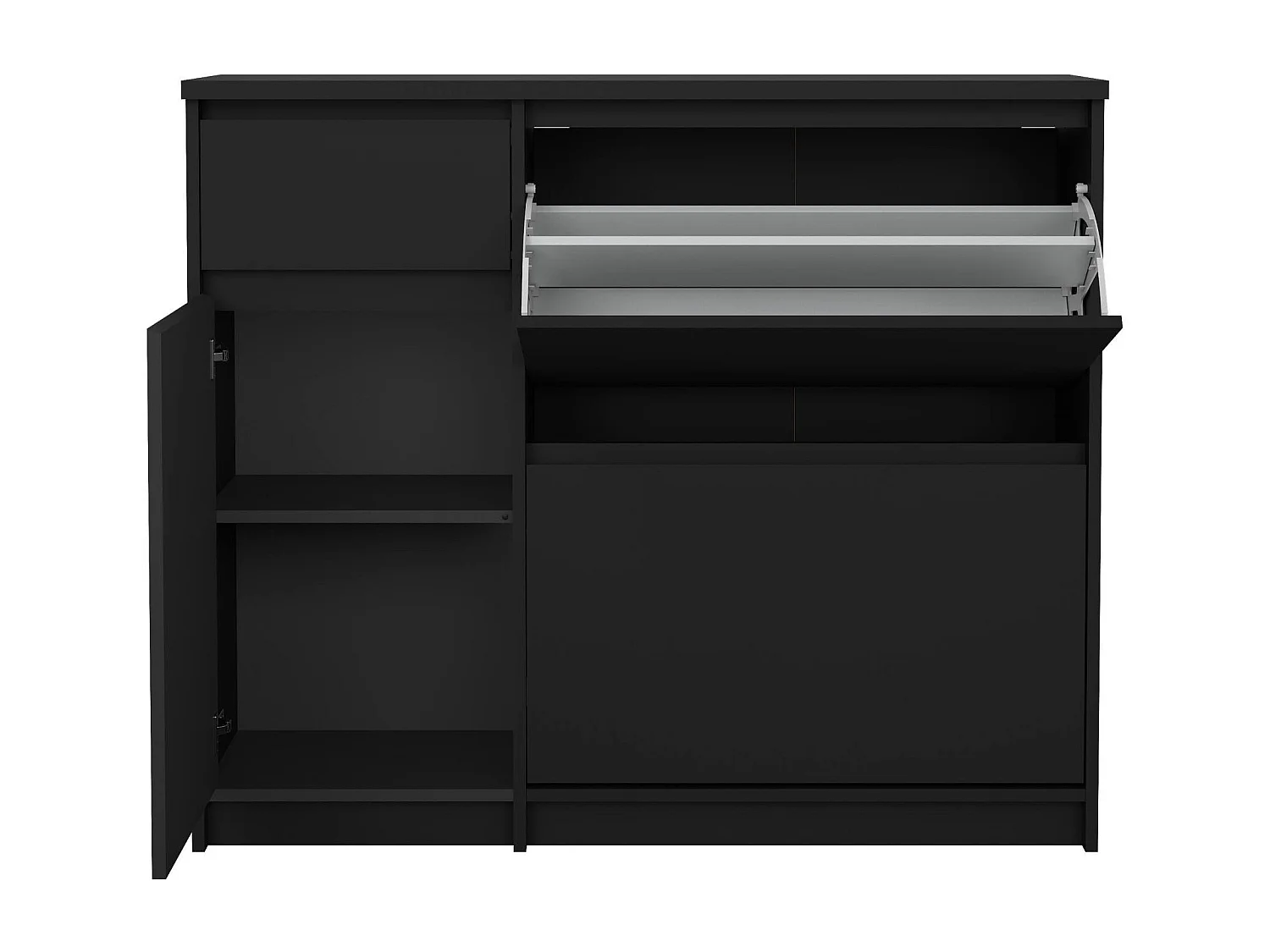 Meuble à chaussures Todd, un tiroir, 31,5x108,9x92,9h cm, noir, armoire à chaussures