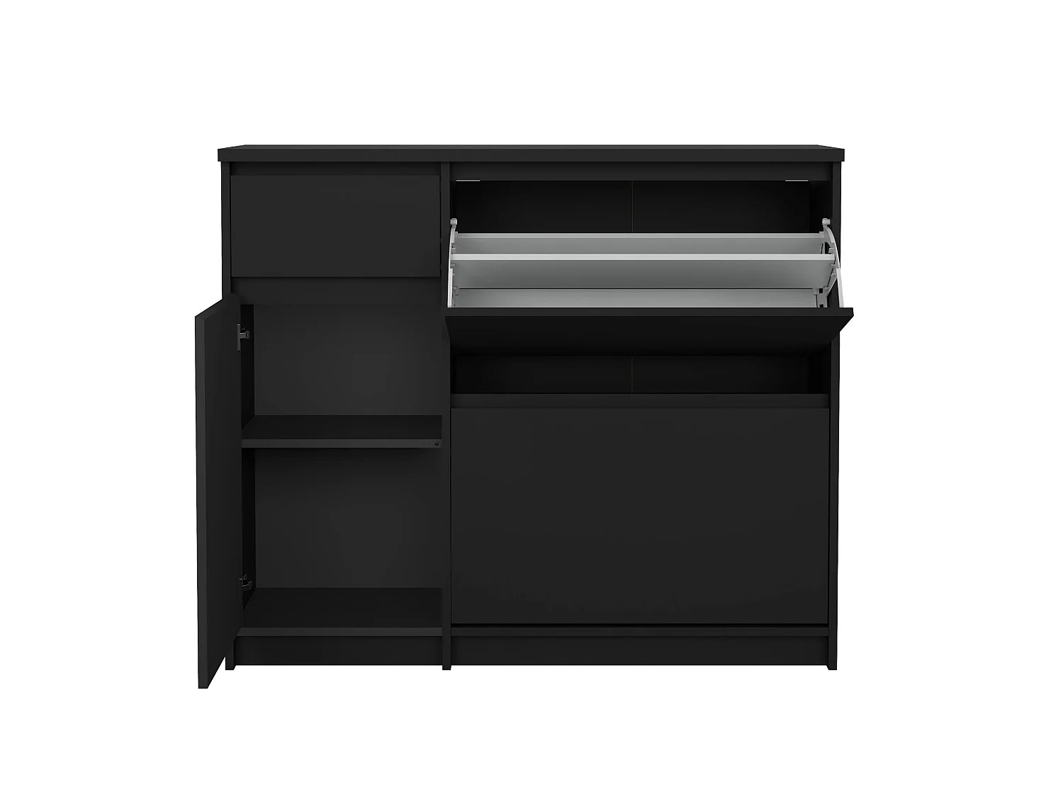 Schuhschrank Todd, eine Schublade, 31,5x108,9x92,9h cm Schwarz, Schuhmöbel