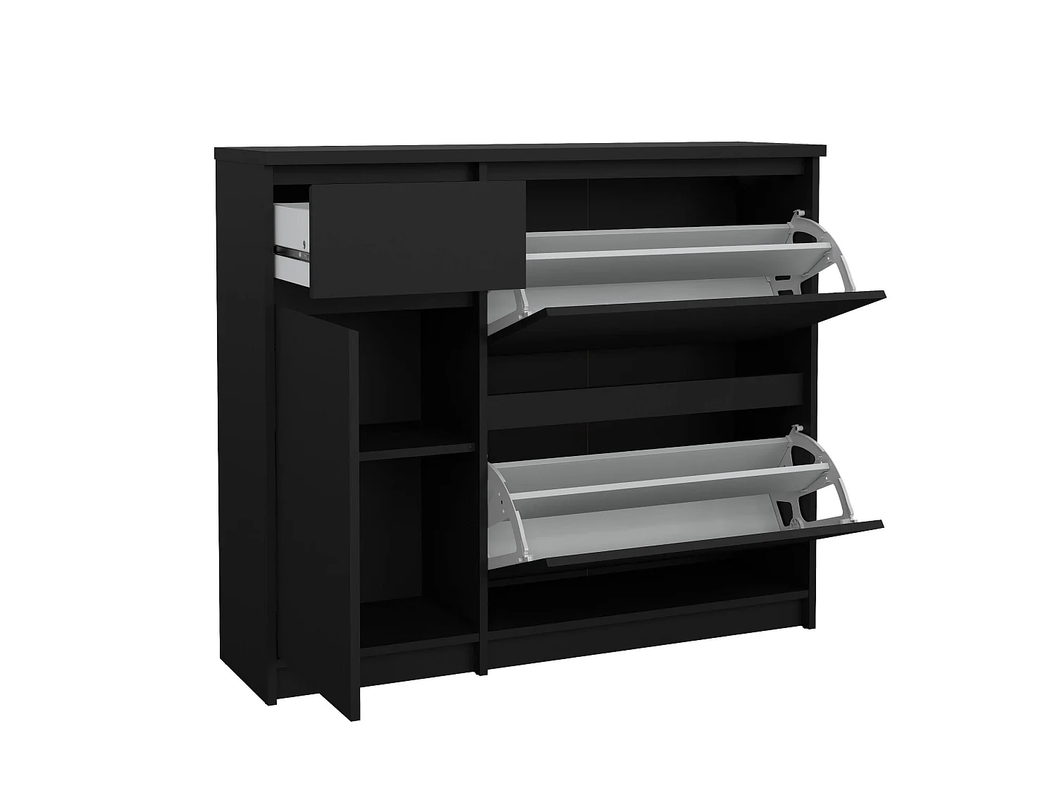 Meuble à chaussures Todd, un tiroir, 31,5x108,9x92,9h cm, noir, armoire à chaussures