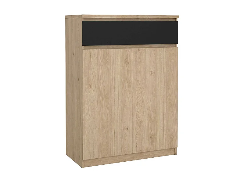 Dtravers schoenenrek, Schoenenkast, Multifunctionele entreekast, Schoenenkast, 80x40 h111 cm, Eiken en Zwart