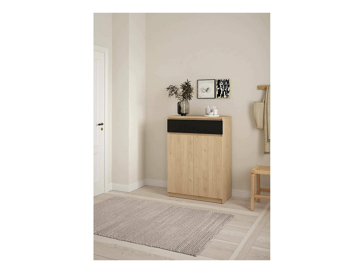 Meuble à Chaussures Angilops, un Tiroir, 40x80,4x111,3h cm Chêne Marron