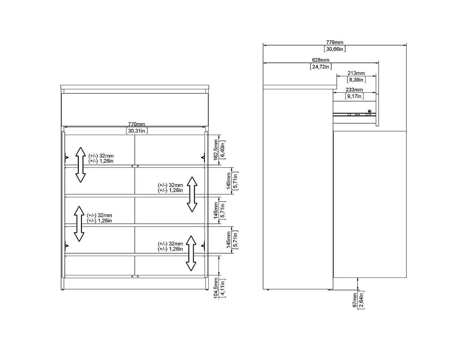 Meuble à Chaussures Angilops, un Tiroir, 40x80,4x111,3h cm Chêne Marron