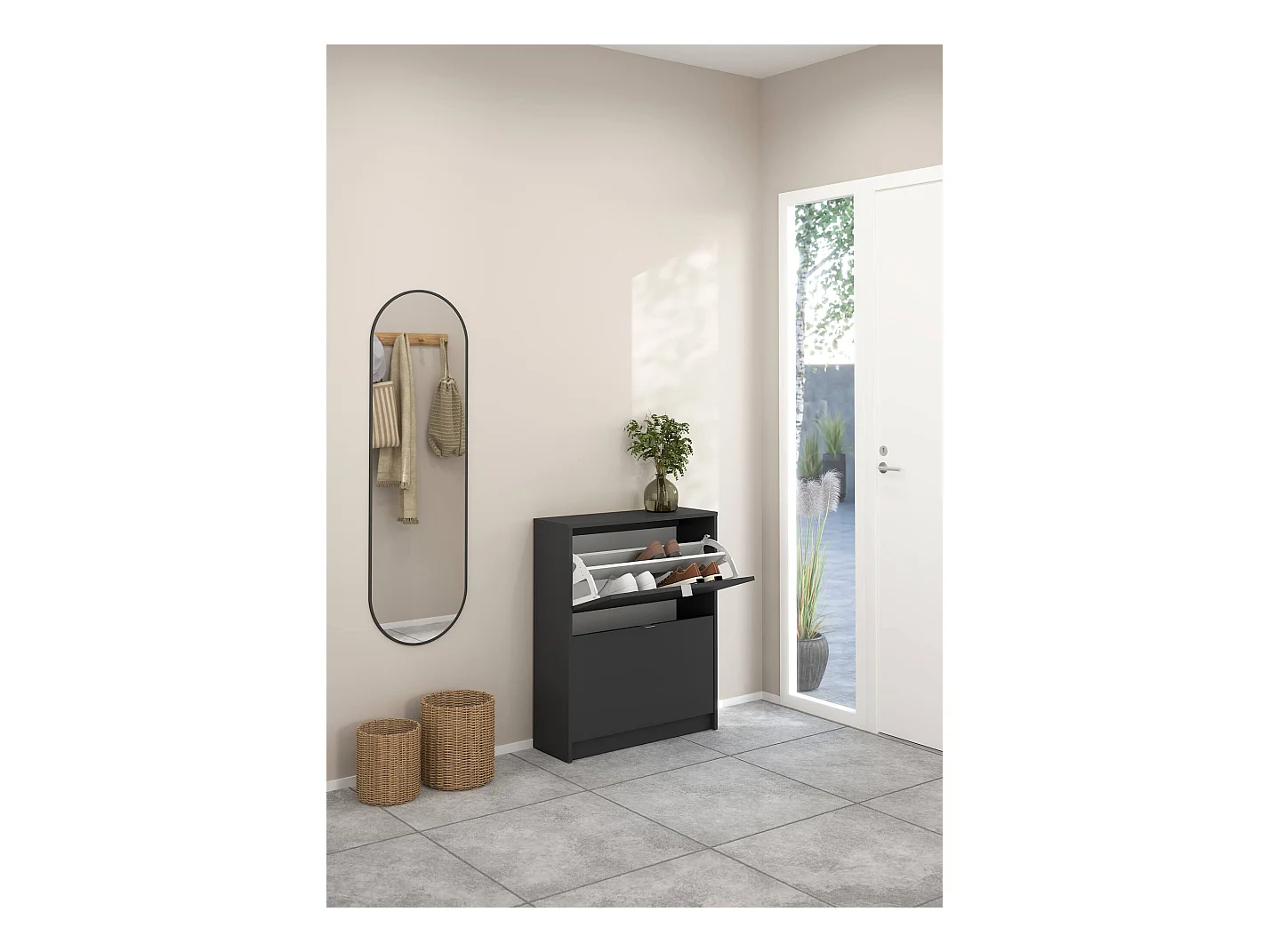 Meuble à Chaussures Larry, 12 Paires, 24,05x70,3x85,2h cm Gris, Rangement à Chaussures