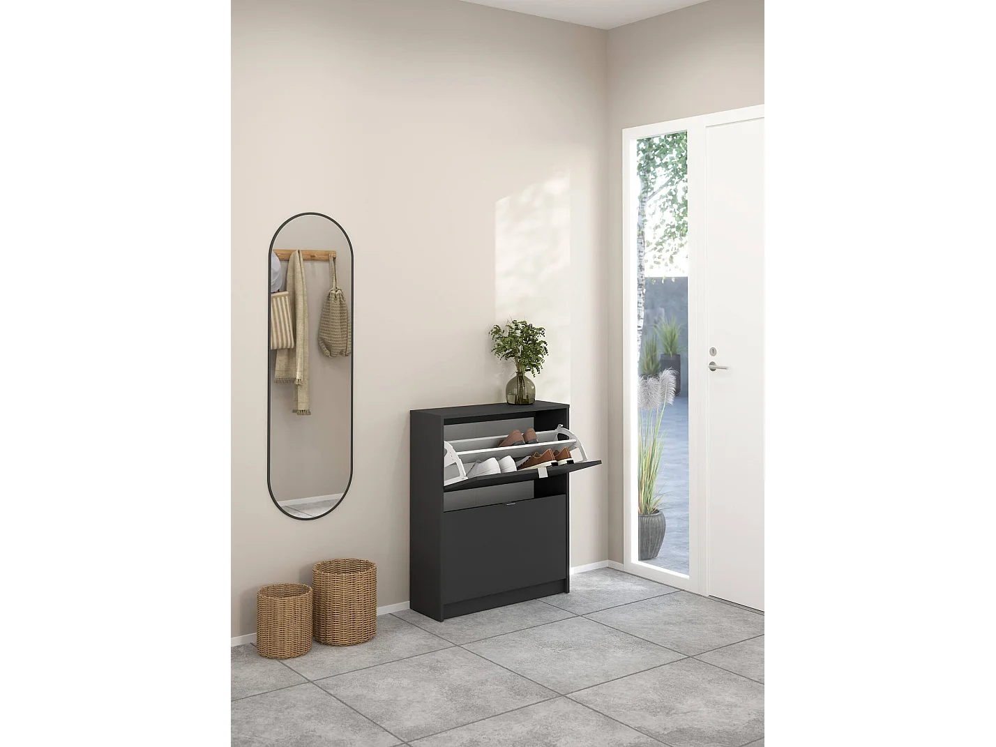 Meuble à Chaussures Larry, 12 Paires, 24,05x70,3x85,2h cm Gris, Rangement à Chaussures