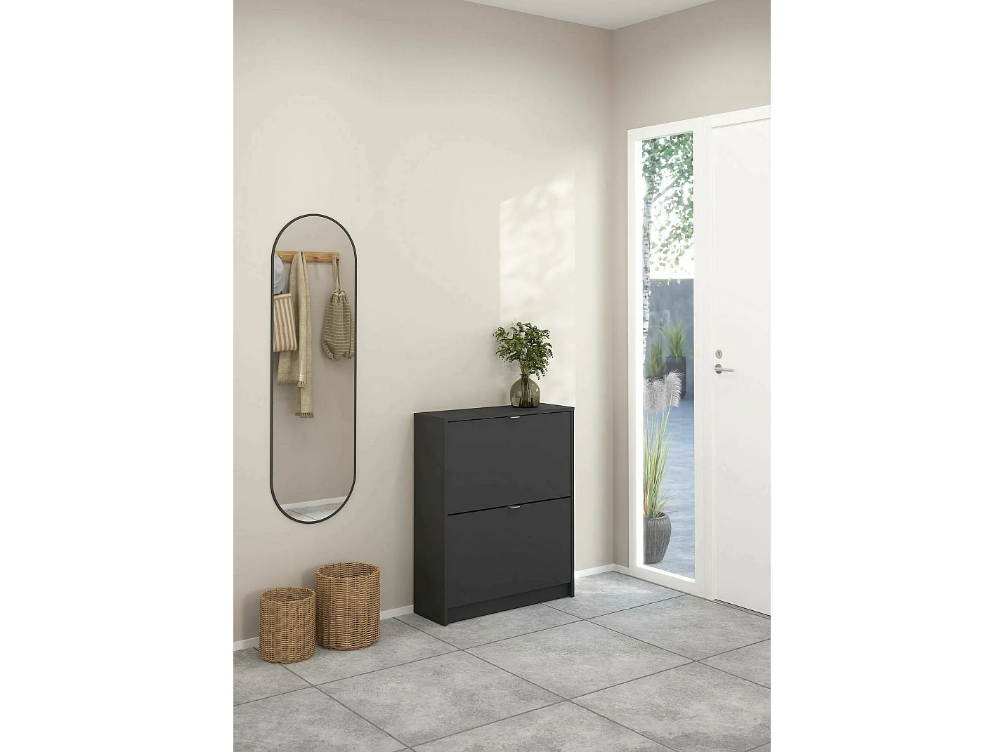 Meuble à Chaussures Larry, 12 Paires, 24,05x70,3x85,2h cm Gris, Rangement à Chaussures