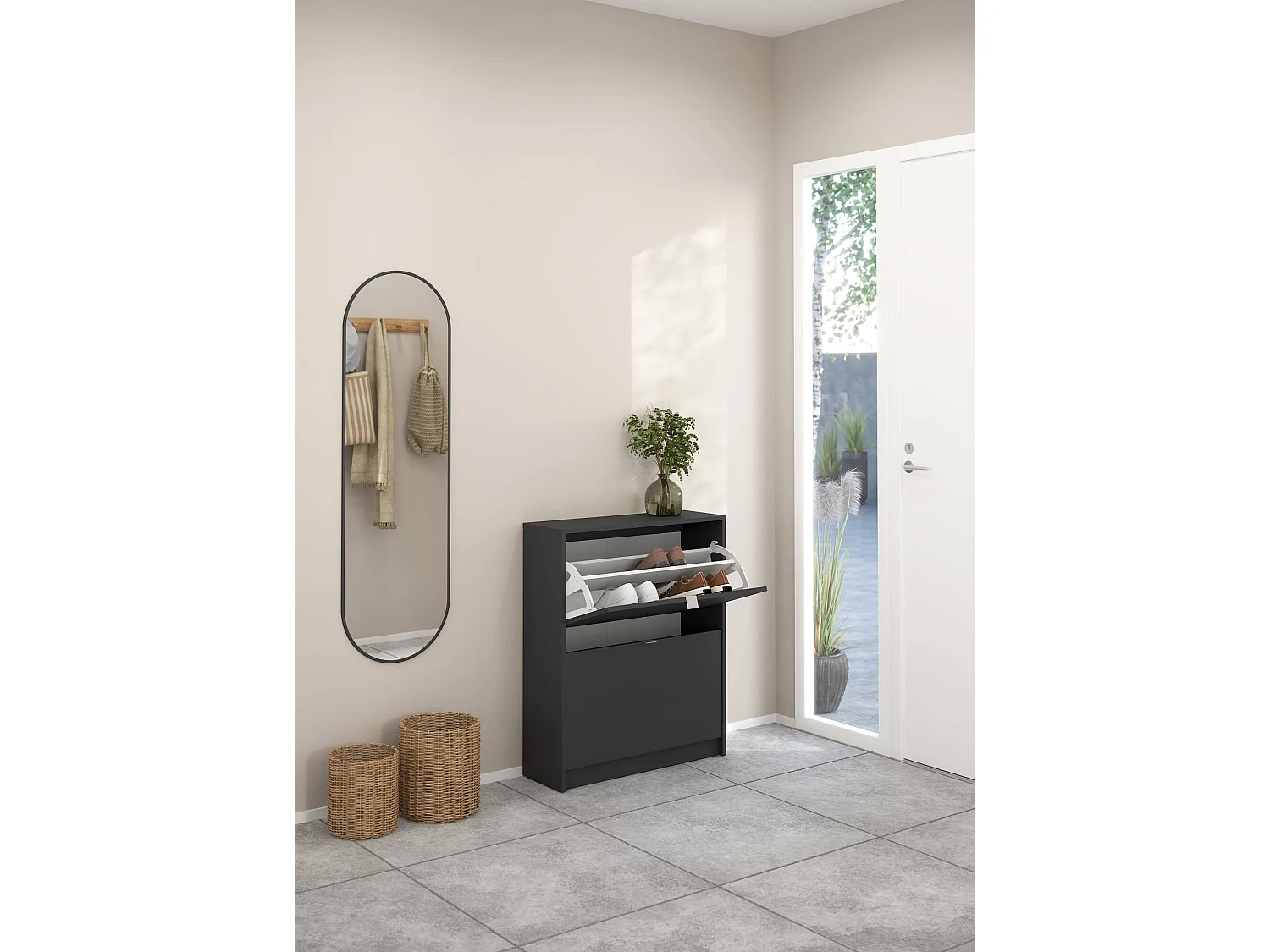 Meuble à Chaussures Larry, 12 Paires, 24,05x70,3x85,2h cm Gris, Rangement à Chaussures