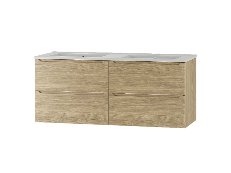 Badezimmer-Set 120 cm Schrank mit Waschbecken Eiche geölt Etna