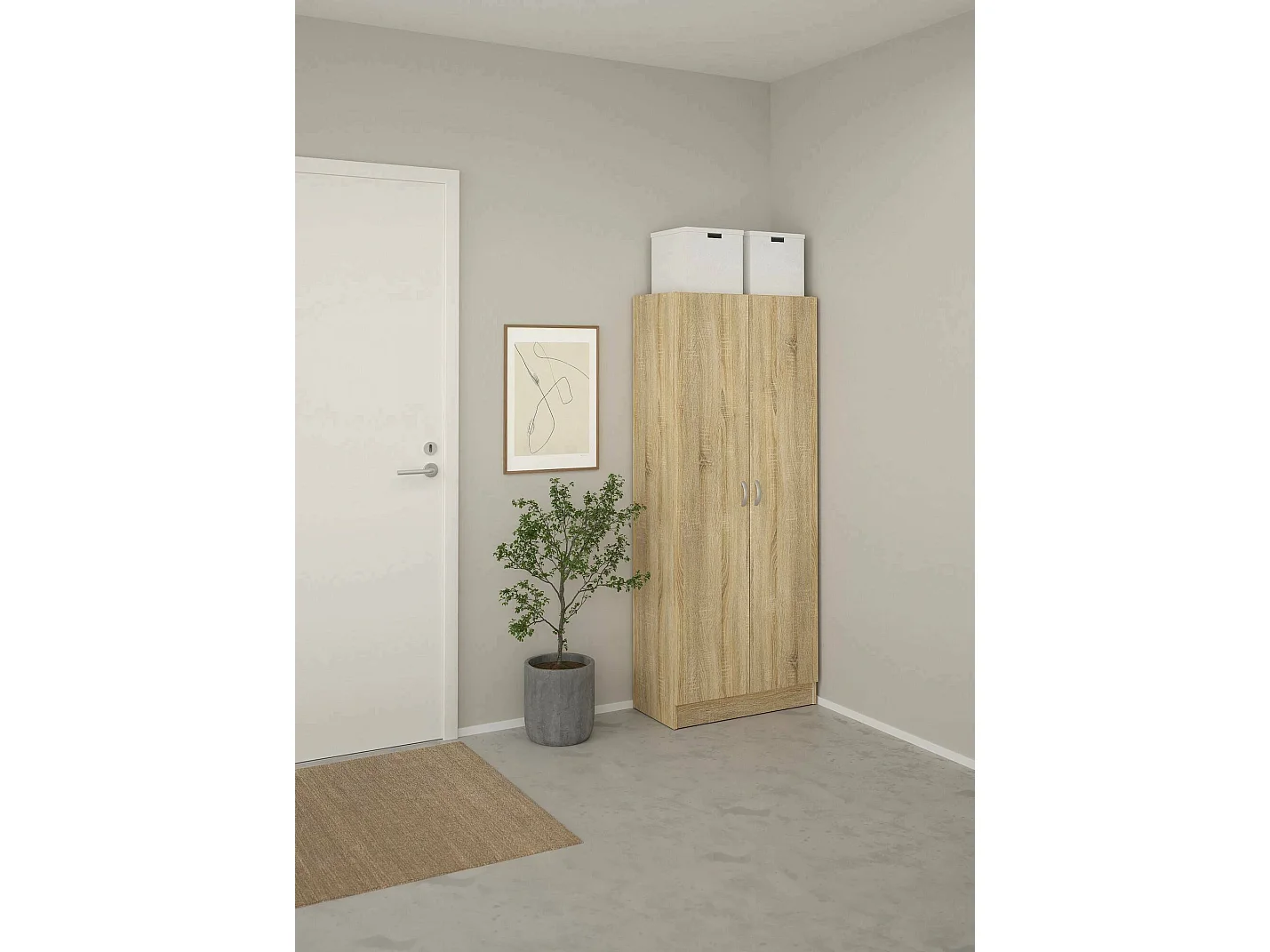 Sapateira Dtrebb, Sapateira, Armário de entrada multiusos, Sapateira, 69x35 h170 cm, Carvalho