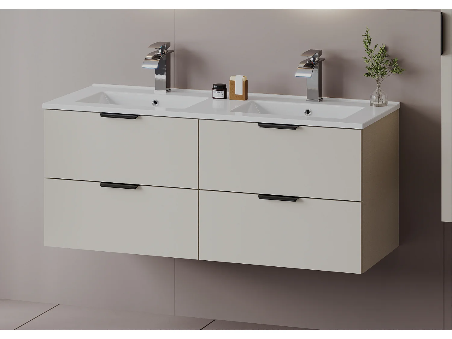 Ensemble de salle de bain en cachemire 120 cm Meuble avec lavabo Pile
