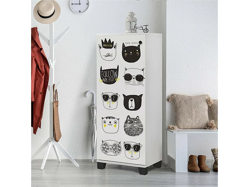 Meuble à chaussures Kika, 16 paires, 38x50x127h cm Blanc, Rangement chaussures