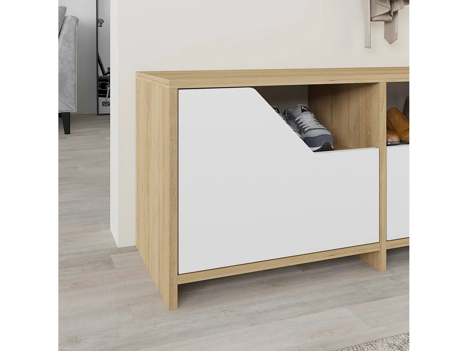 Shoe Rack Berto, 2 Étagères, 37x105x47h cm Chêne Marron, Meuble à Chaussures