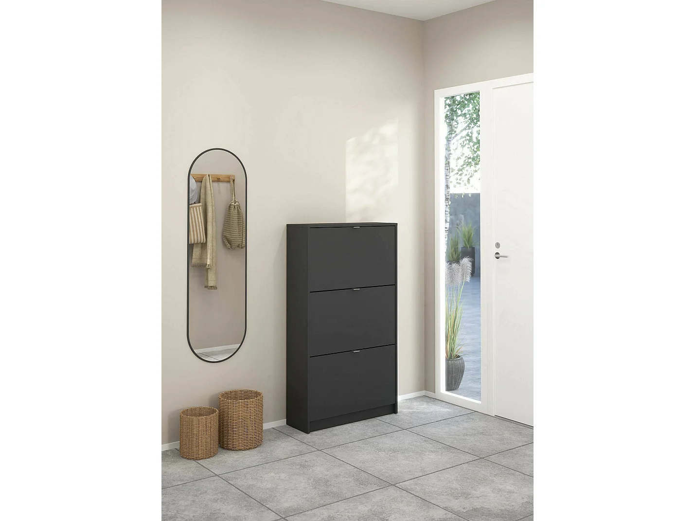 Meuble à chaussures Irina, 18 paires, 24.05x70.3x123.6h cm Gris, armoire à chaussures