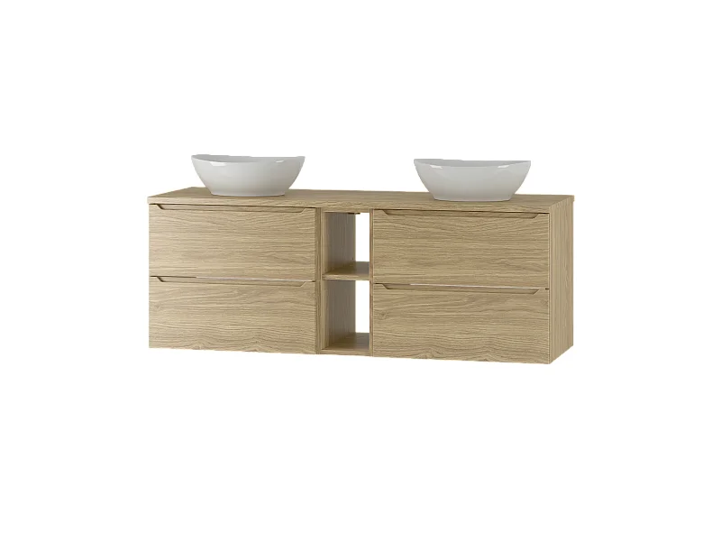 Mobile bagno doppio lavabo Viggo marrone 140cm