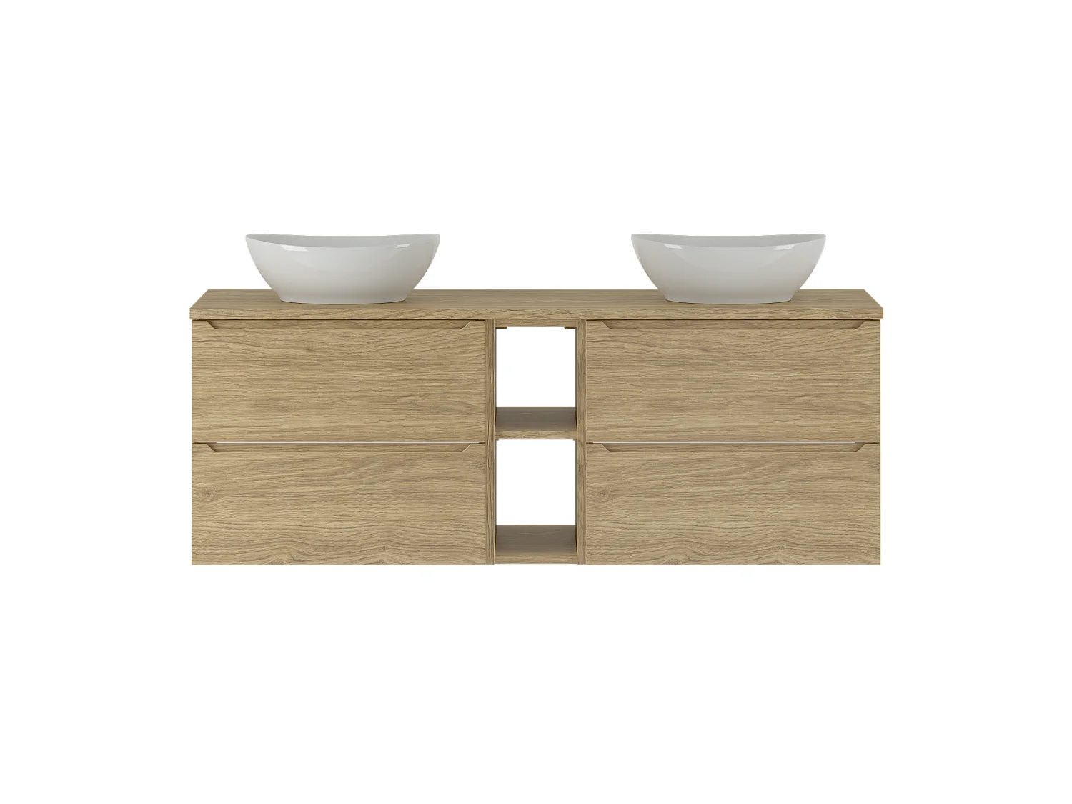 Ensemble pour salle de bain 140 cm Armoire Étagère Plan de travail Lavabo Chêne huilé Etna