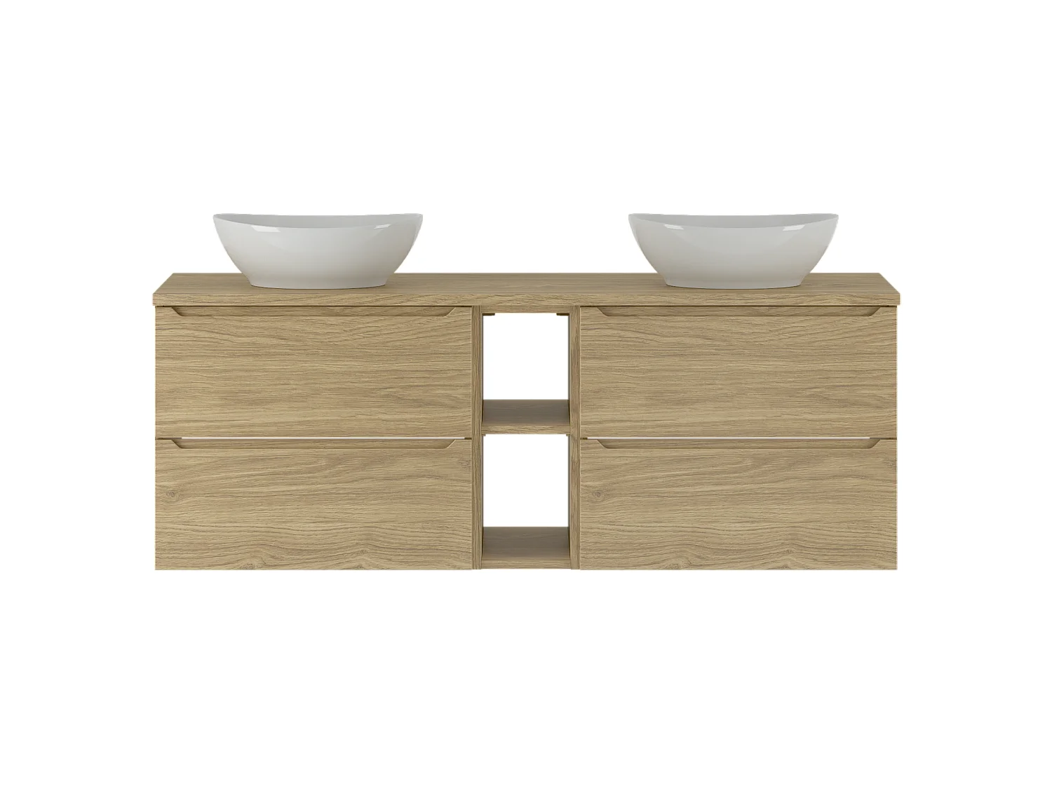 Ensemble pour salle de bain 140 cm Armoire Étagère Plan de travail Lavabo Chêne huilé Etna