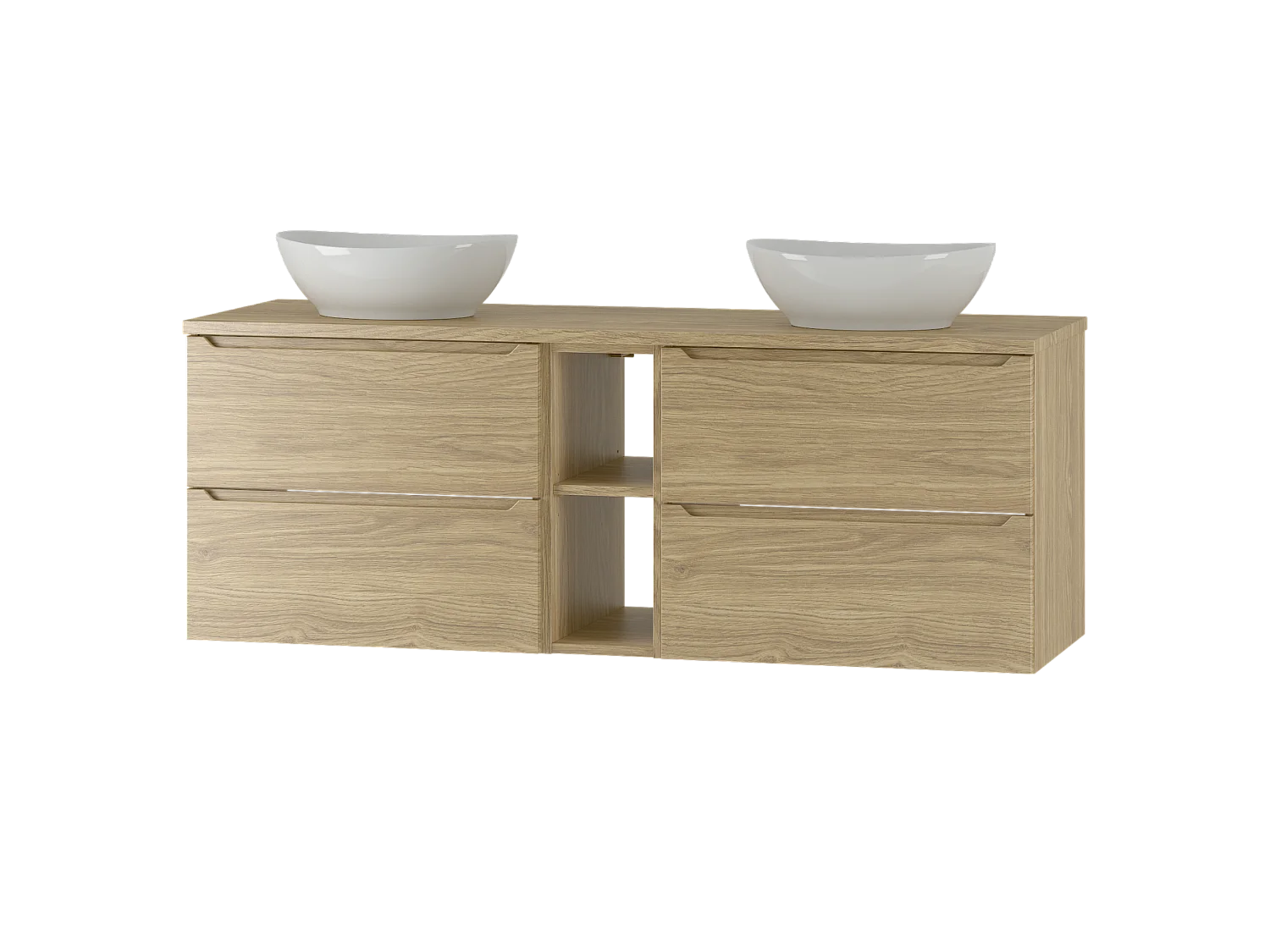 Ensemble pour salle de bain 140 cm Armoire Étagère Plan de travail Lavabo Chêne huilé Etna