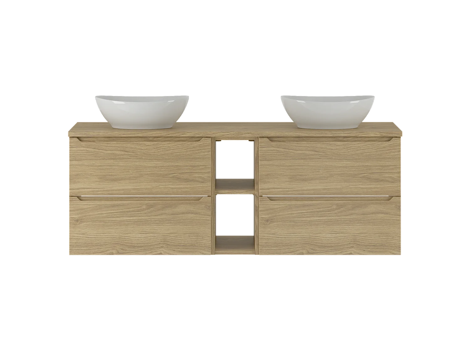 Ensemble pour salle de bain 140 cm Armoire Étagère Plan de travail Lavabo Chêne huilé Etna