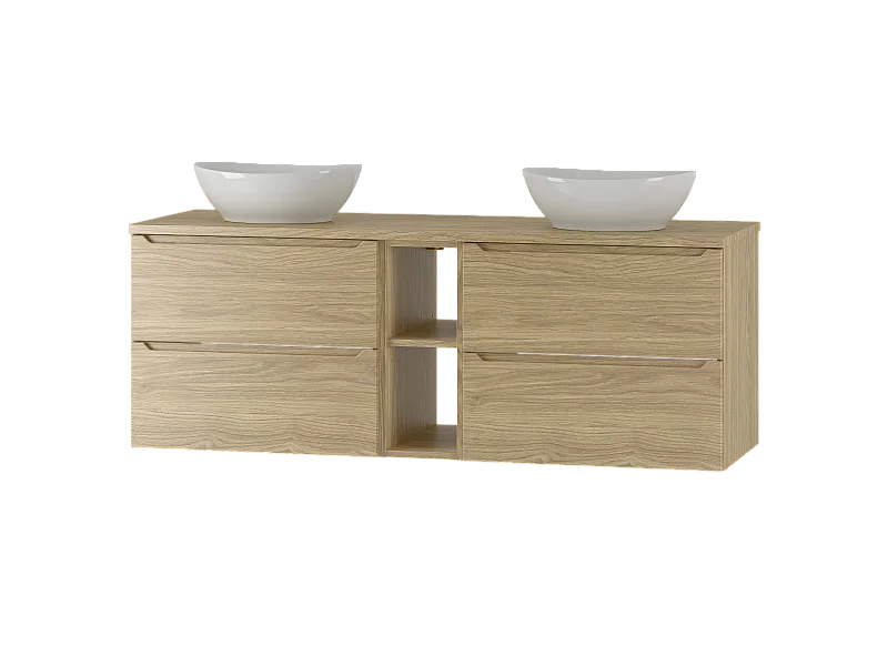 Móvel de lavatório duplo Viggo madeira 140cm