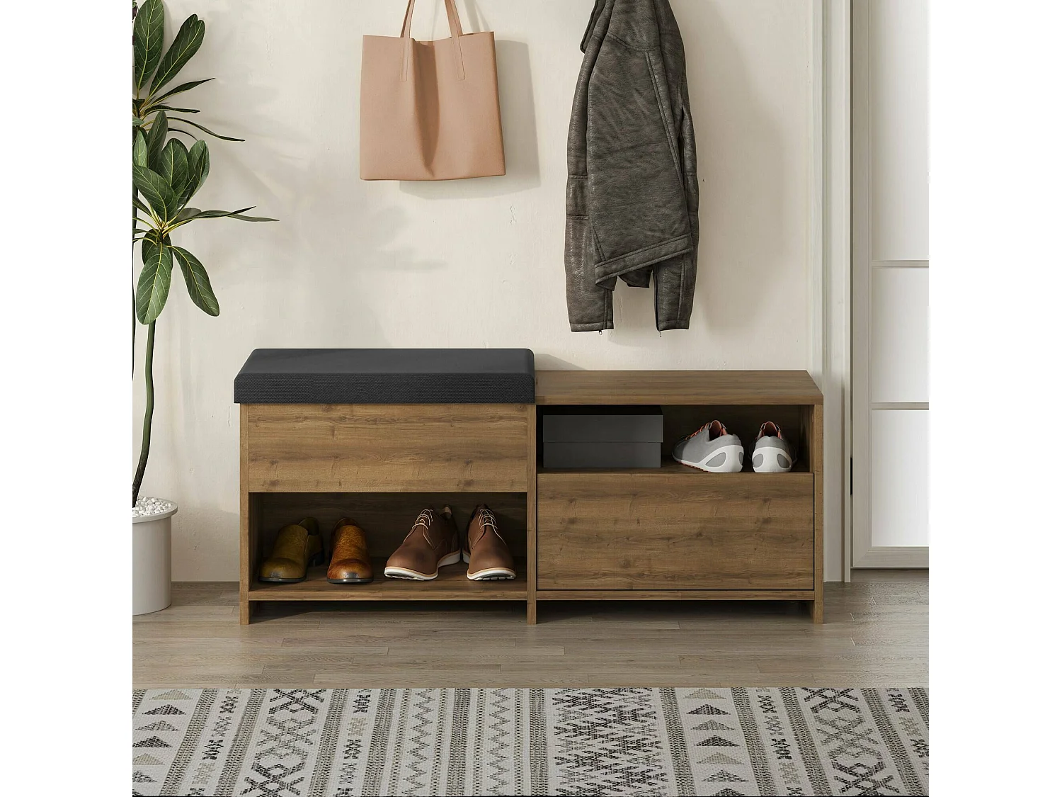 Schuhschrank Nuri, ein Regal, 40,5x120,3x51h cm Eichenbraun, Schuhaufbewahrung