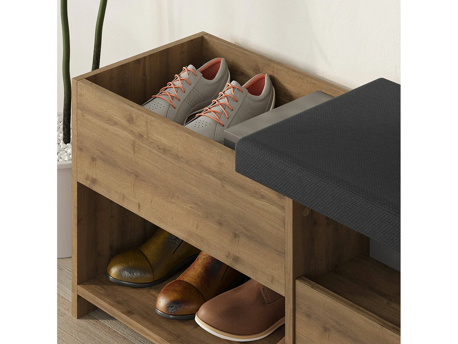 Schuhschrank Nuri, ein Regal, 40,5x120,3x51h cm Eichenbraun, Schuhaufbewahrung