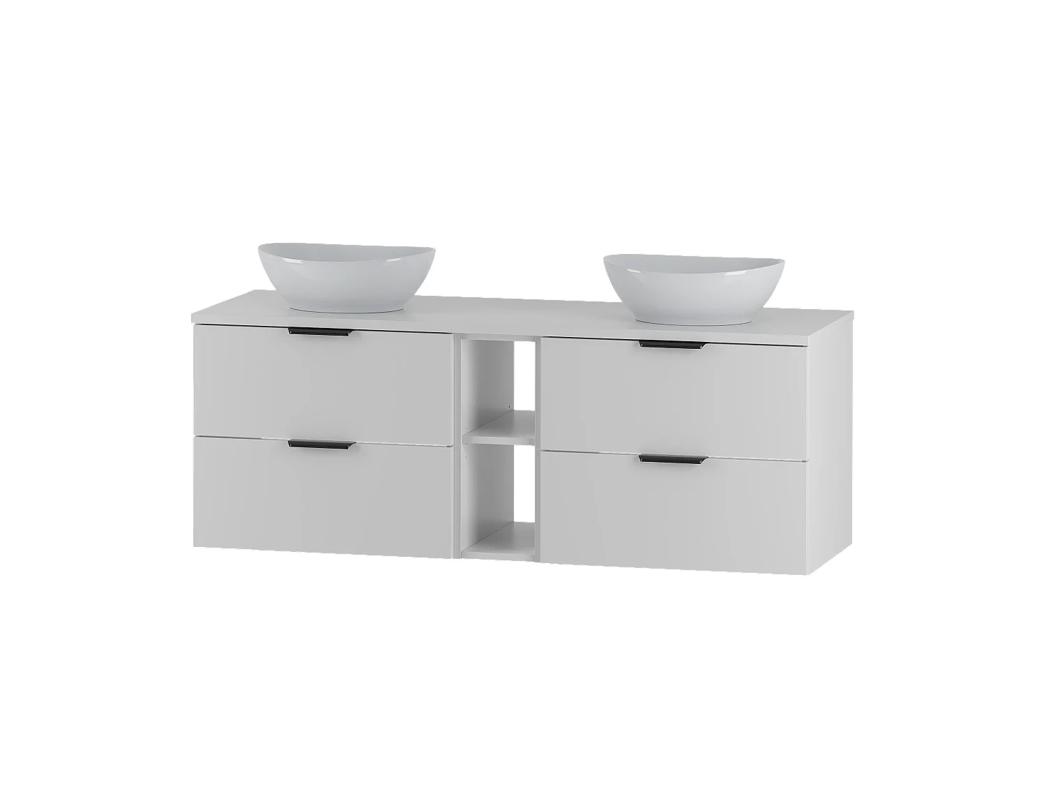 Ensemble blanc pour salle de bain 140 cm Armoire Étagère Plan de travail Lavabo Pile