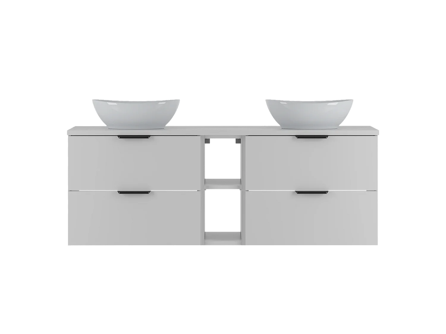 Ensemble blanc pour salle de bain 140 cm Armoire Étagère Plan de travail Lavabo Pile