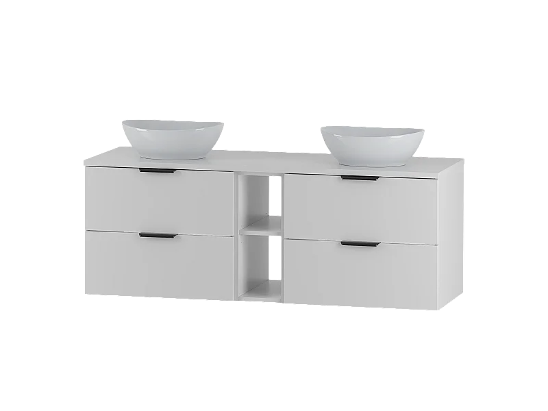 Biały Zestaw do Łazienki 140cm Szafka Regał Blat Umywalka Pile