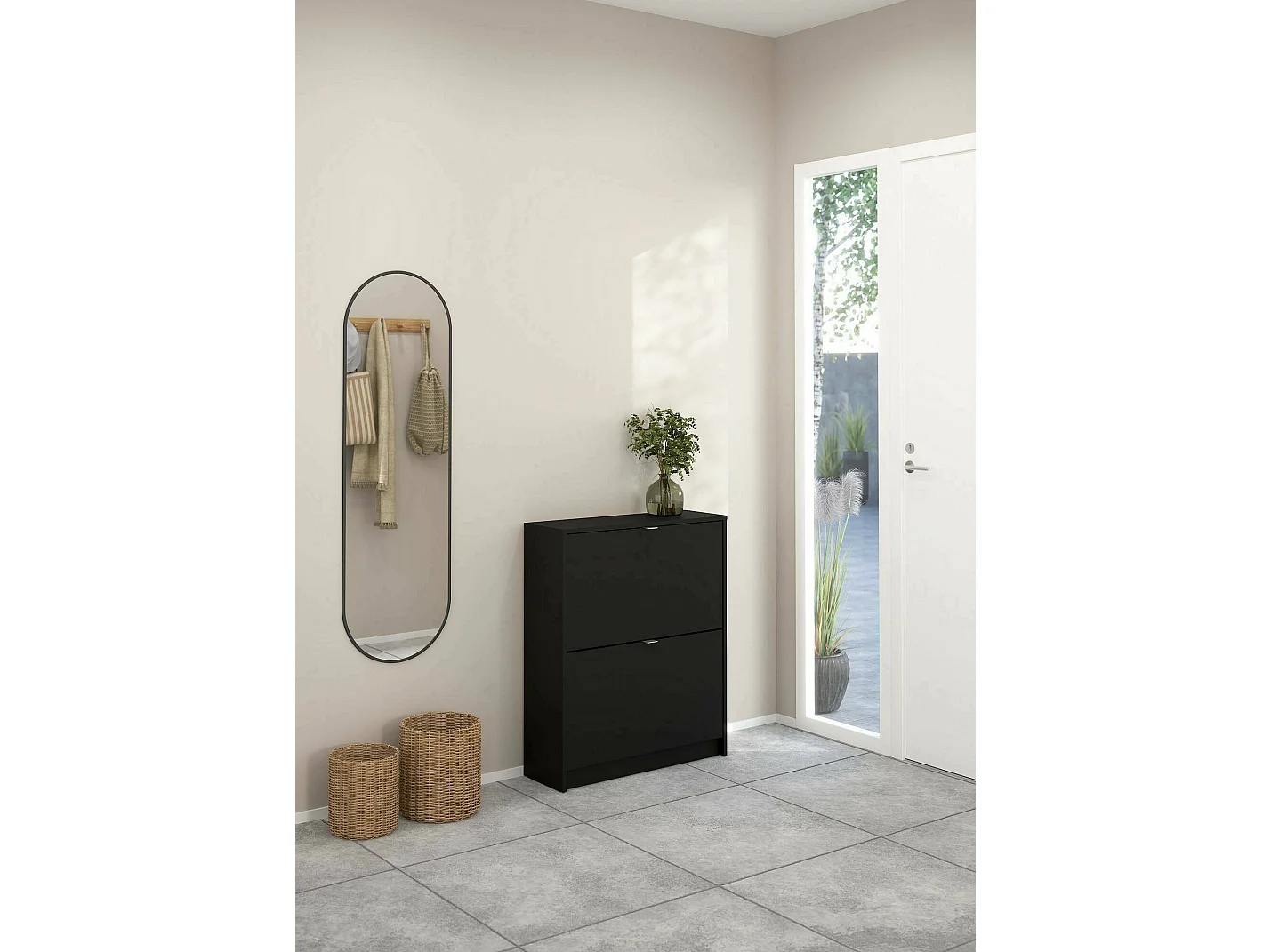 Scarpiera Larry, 12 Paia, 24.05x70.3x85.2h cm Nero, Mobile Portascarpe