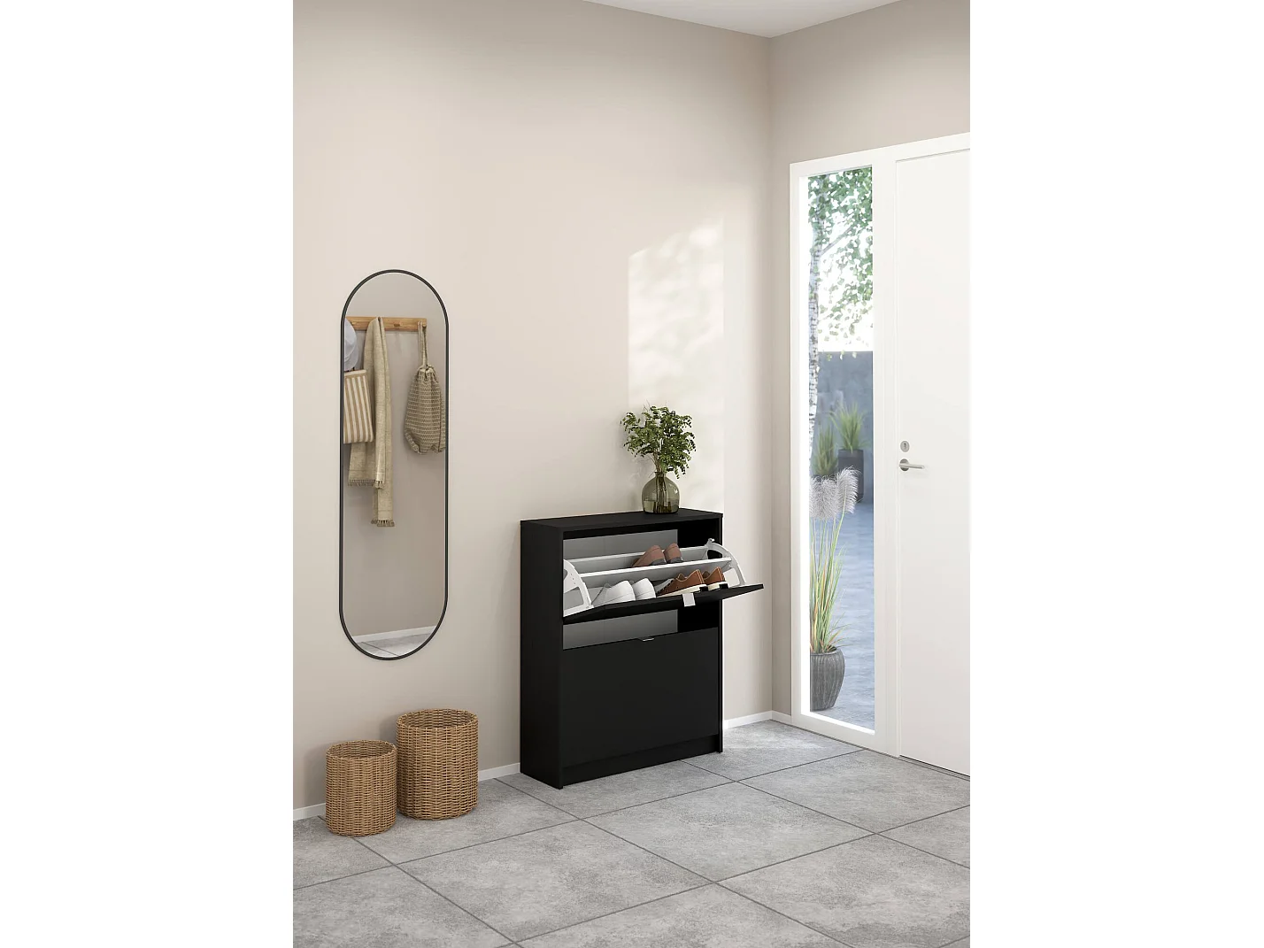 Scarpiera Larry, 12 Paia, 24.05x70.3x85.2h cm Nero, Mobile Portascarpe