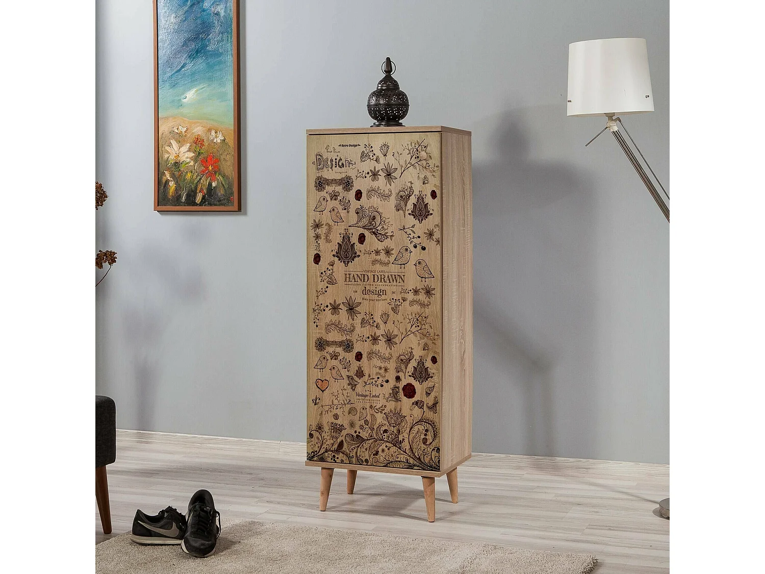 Schuhregal Dacrydium, 7 Ebenen, 38x50x135h cm Eiche Braun, Schuhschrank