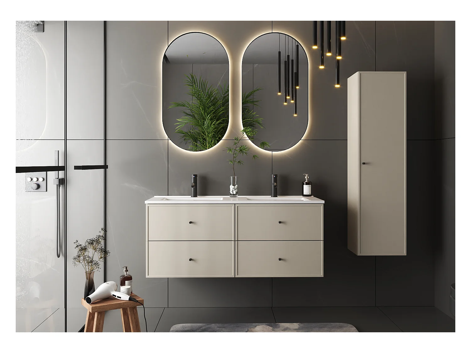Ensemble de salle de bain en cachemire 120 cm Meuble avec lavabo Etna